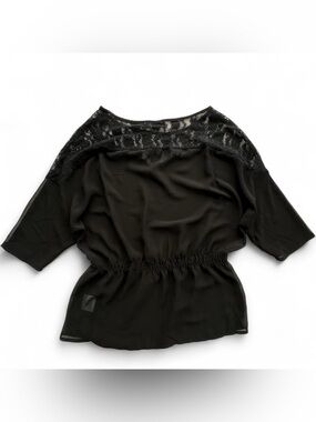 Black Lace Elastic Waist Top